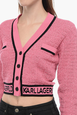 Kurz geschnittener Cardigan aus Bouclé-Stoff mit Logoband