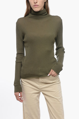 Ribbed MerinoWool Turtleneck Sweater