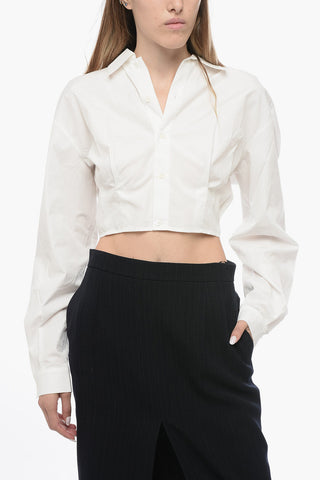 Camicia Crop Cut-Out con Dettaglio Plissè
