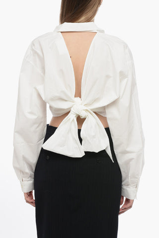 Camicia Crop Cut-Out con Dettaglio Plissè