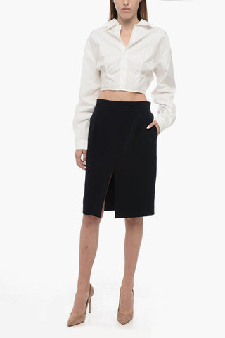 Camicia Crop Cut-Out con Dettaglio Plissè