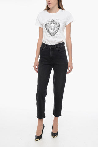 LUXE VINTAGE Stretch Denim MALIA Jeans with Silver-Tone Button 16cm