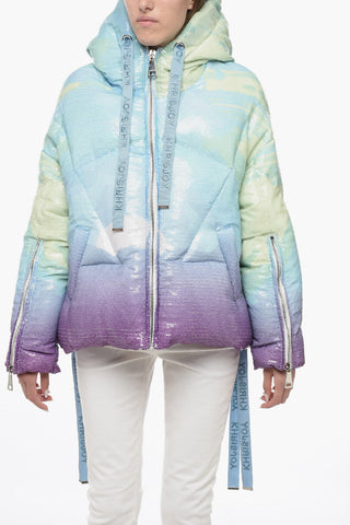 Gradient SUNSET Down-Jacket with Sequined Embroideries