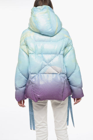 Gradient SUNSET Down-Jacket with Sequined Embroideries