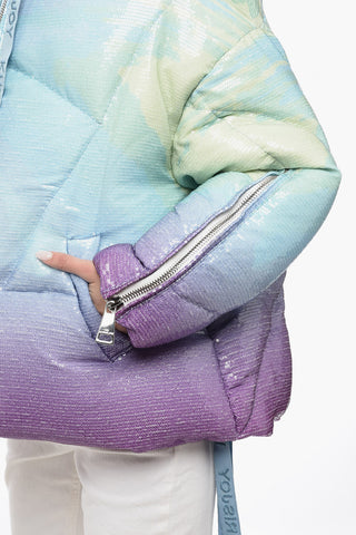 Gradient SUNSET Down-Jacket with Sequined Embroideries