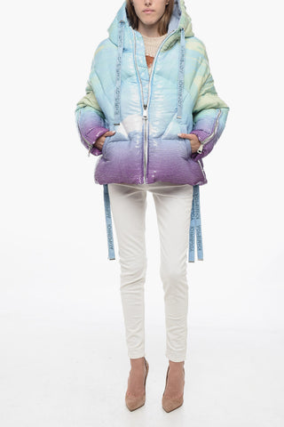Gradient SUNSET Down-Jacket with Sequined Embroideries