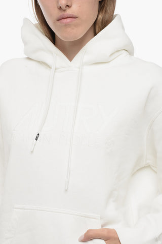 Fleeced-Cotton Hoodie with Tone on tone Embroidery Logo
