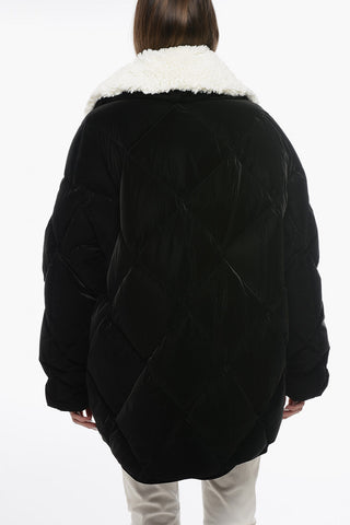 Oversized Quilted Down-Jacket with Fax-Fur Collar
