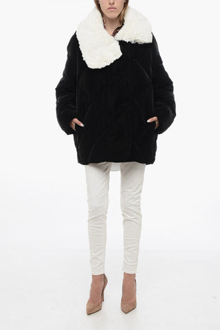 Oversized Quilted Down-Jacket with Fax-Fur Collar