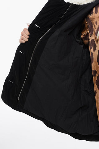 Oversized Quilted Down-Jacket with Fax-Fur Collar