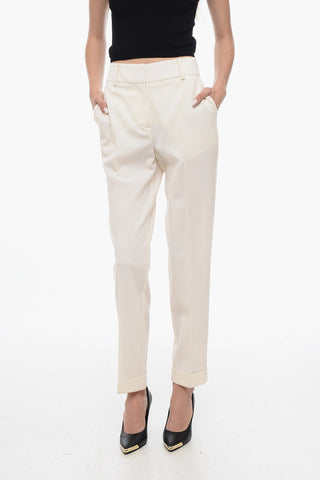 Straight-Fit Pants with Cuffed Hem
