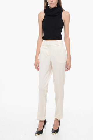 Straight-Fit Pants with Cuffed Hem