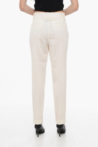 Straight-Fit Pants with Cuffed Hem