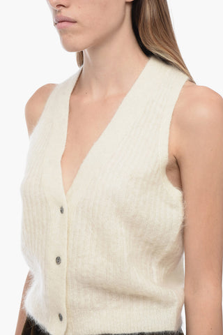 Ribbed Knitted V-Neck Vest