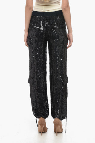 Pantaloni Cargo in Paillettes con Coulisse