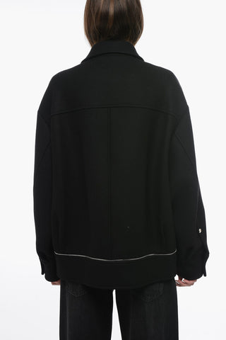 Wool Oversized Short Coat with Zipped Detail