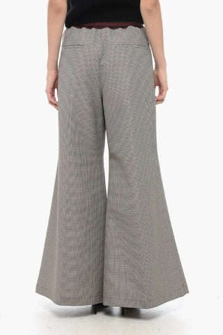 Pantaloni a Gampa Ampia con Motivo Pied de Poule