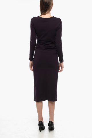 Vestito Midì Drappeggiato con Spacco Laterale