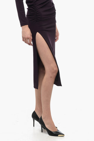 Vestito Midì Drappeggiato con Spacco Laterale