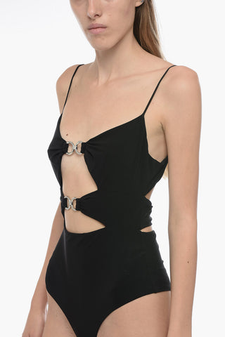 Costume Intero Cut-Out con Dettaglio Metallico