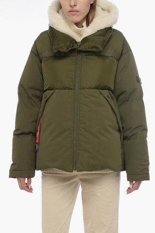 YS ARMY Logoed Down-Jacket with Removable Fur Hood