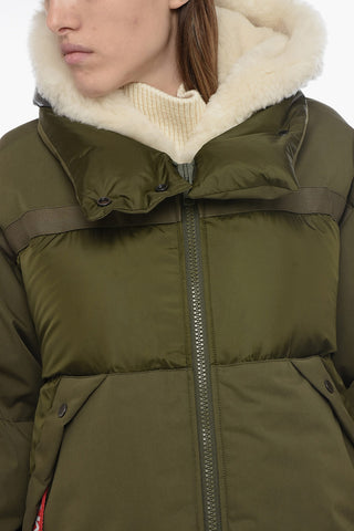 YS ARMY Logoed Down-Jacket with Removable Fur Hood