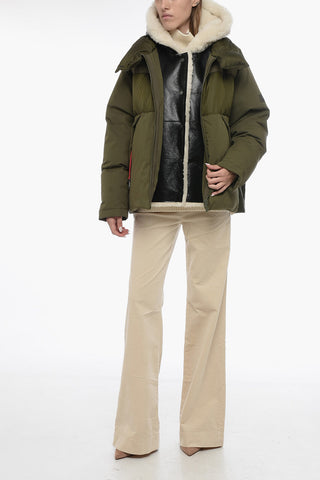 YS ARMY Logoed Down-Jacket with Removable Fur Hood