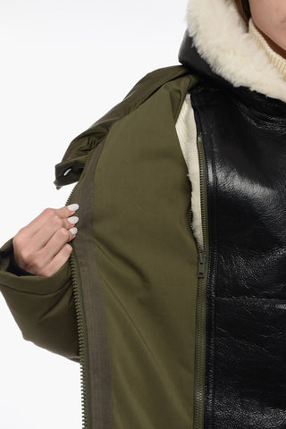 YS ARMY Logoed Down-Jacket with Removable Fur Hood