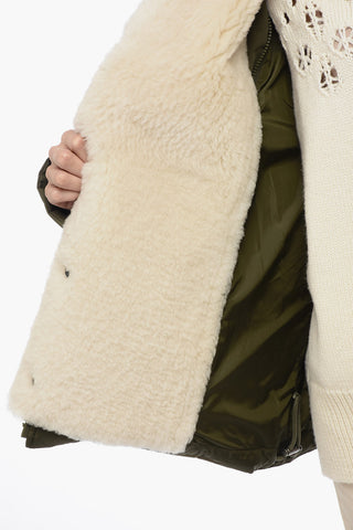 YS ARMY Logoed Down-Jacket with Removable Fur Hood