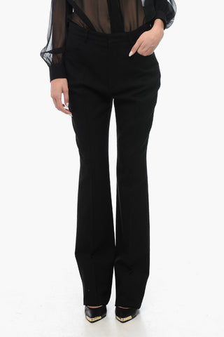Wool High-waisted Pants with Front Pleats