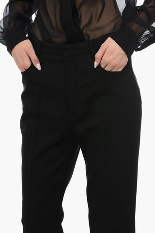 Wool High-waisted Pants with Front Pleats