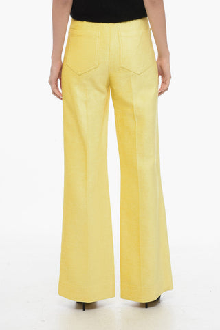 Pantaloni Palazzo in Ciniglia con Tasche a Toppa