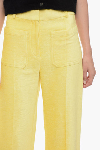 Pantaloni Palazzo in Ciniglia con Tasche a Toppa