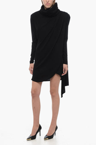 Vestito a Portafoglio in Lana con Cappuccio