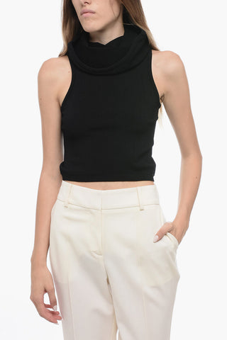 Stretchy Crop Top with Maxi Collar