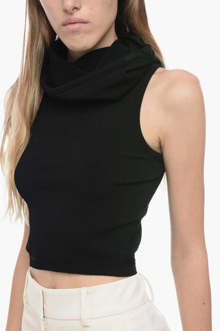 Stretchy Crop Top with Maxi Collar