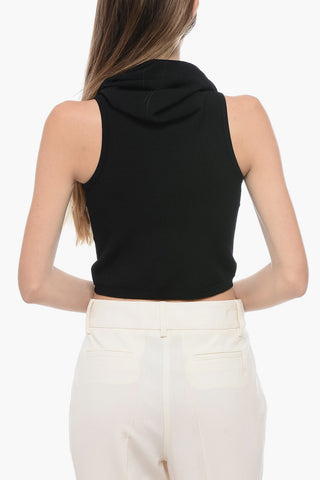 Stretchy Crop Top with Maxi Collar