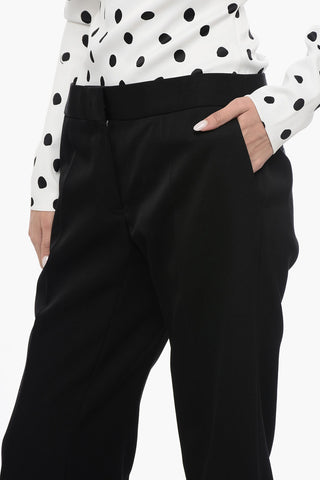 Pantaloni in Lana Grain de Poudre con Relaxed Fit