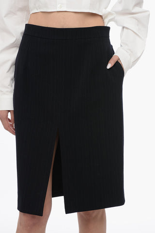 Wool Striped Pencil Skirt