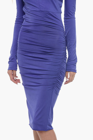 Jersey Draped Dress with Draw-String Neckline