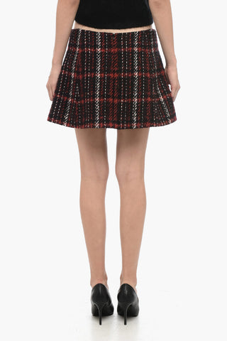 Wool-blended Miniskirt with Check Pattern