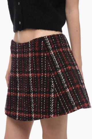 Wool-blended Miniskirt with Check Pattern