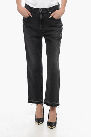 Solid Color LOGAN STOVEPIPE Denims with Frayed Hem 20cm