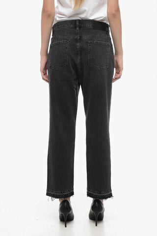 Solid Color LOGAN STOVEPIPE Denims with Frayed Hem 20cm