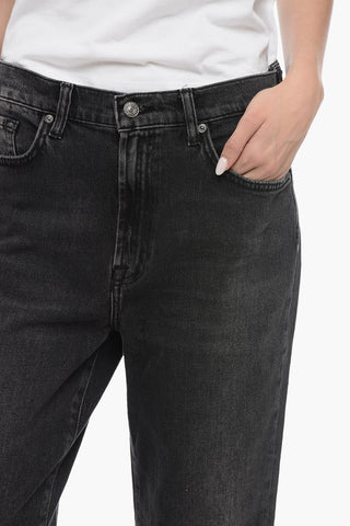 Solid Color LOGAN STOVEPIPE Denims with Frayed Hem 20cm