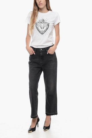 Solid Color LOGAN STOVEPIPE Denims with Frayed Hem 20cm