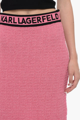 Bouclè Fabric Pencil Skirt with Logoed Elastic Band