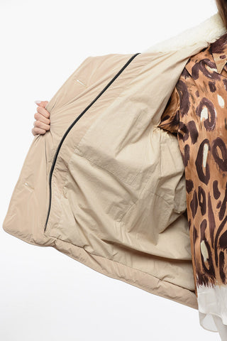 Piumino Oversize Trapuntato con Colletto in Fax-Fur