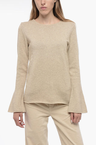 Wool Crew-neck Sweater with Bell Sleeves