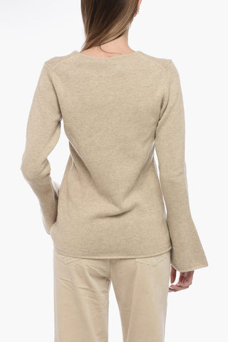 Wool Crew-neck Sweater with Bell Sleeves